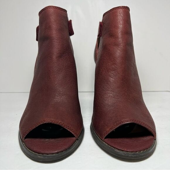 Lucky Brand Laciann Leather Open Toe Burgandy Booties Womens 9.5 - Picture 2 of 11